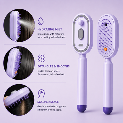 HaloBrush™ 3-in-1 Electric Spray Massage Comb: Detangle, Hydrate, and Scalp Massage